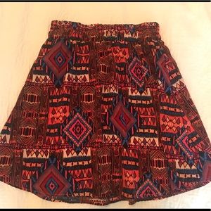 Pink and Blue Aztec Printed Skirt